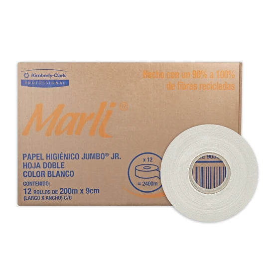 Higiénico Jumbo Marli® Jr 200 m x 9.0 cm x 12 pzas