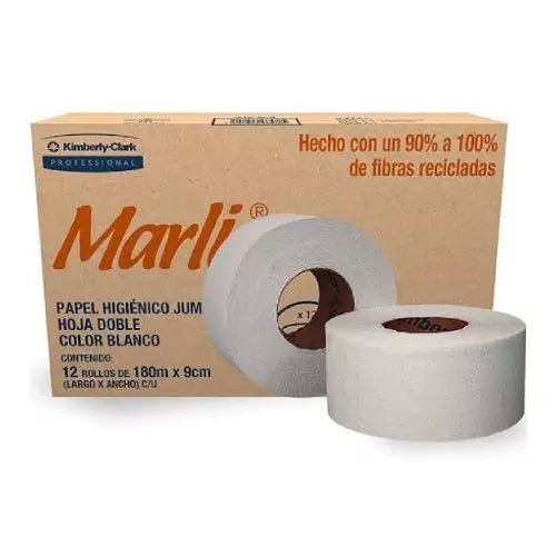 Higiénico Jumbo Marli® Jr 180 m x 9.0 cm x 12 pzas