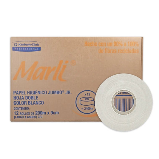 Higiénico Jumbo Marli® Jr 200 m x 9.0 cm x 12 pzas
