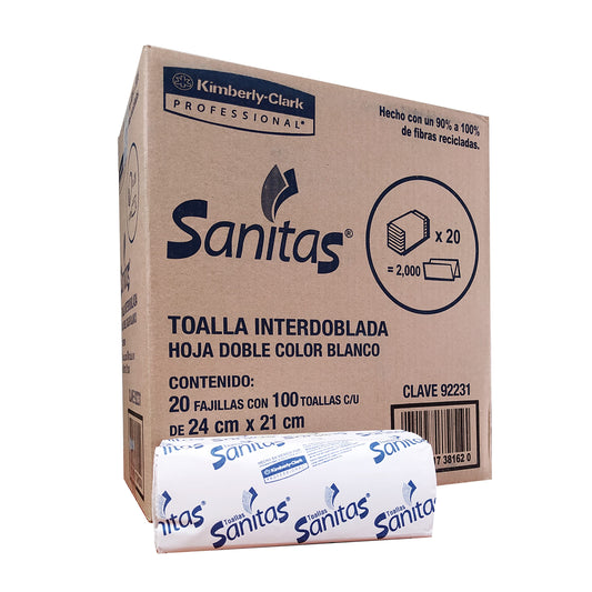 Toalla Interdoblada Sanitas® 100 hjs x 20 paq